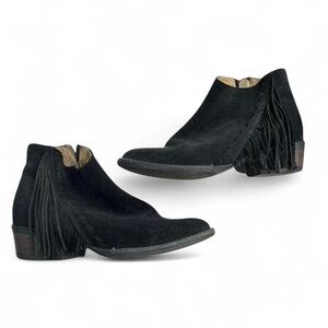 Circle G Black Suede Fringe Ankle Booties
